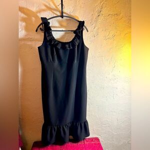 Black dress by Nannette Lepore,Ruffle Neck Ruffle Hem, classic elegance, party